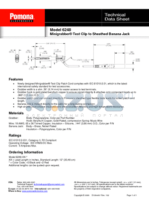 6248 datasheet - Test Clip to Sheathed Banana Jack