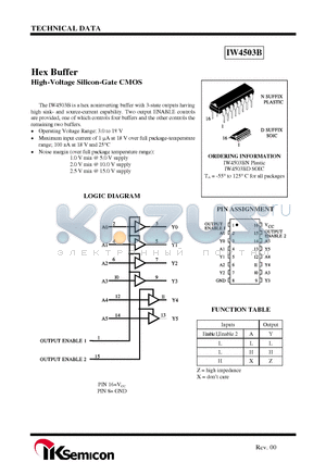 IW4503BN datasheet - Hex Buffer High-Voltage Silicon-Gate CMOS