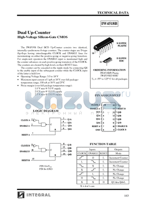 IW4518 datasheet - Dual Up-Counter