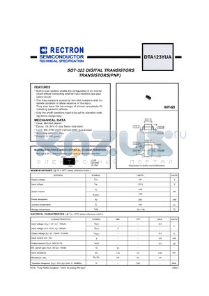 DTA123YUA datasheet - SOT-323 DIGITAL TRANSISTORS TRANSISTORS(PNP)