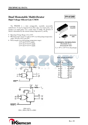 IW4528BN datasheet - Dual Monostable Multivibrator High-Voltage Silicon-Gate CMOS