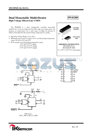 IW4528B datasheet - Dual Monostable Multivibrator High-Voltage Silicon-Gate CMOS