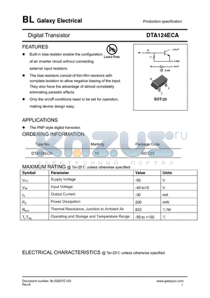 DTA124ECA datasheet - Digital Transistor