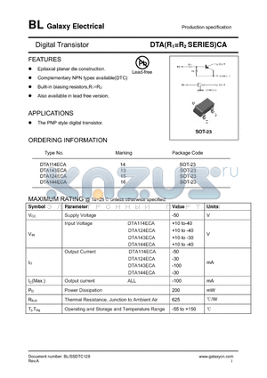 DTA124ECA datasheet - Digital Transistor