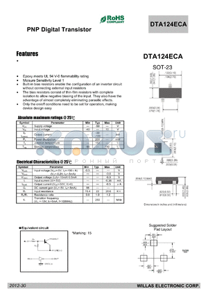 DTA124ECA datasheet - PNP Digital Transistor