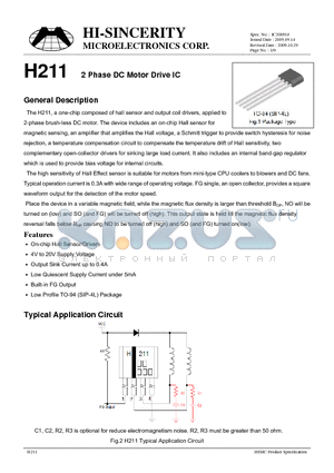 H211 datasheet - 2 Phase DC Motor Drive IC