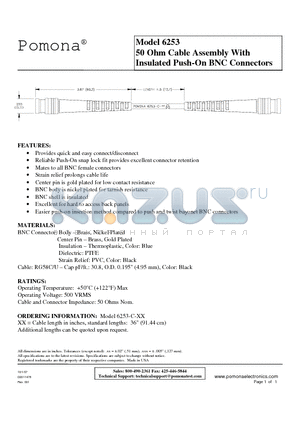 6253 datasheet - 50 Ohm Cable Assembly With 50 Ohm Cable Assembly With