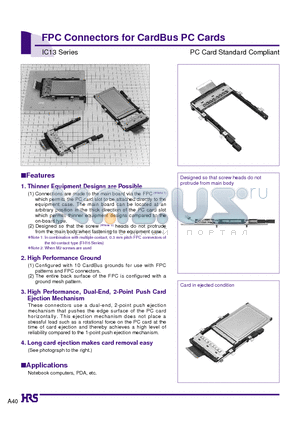 IC13T-68D-FEJ datasheet - FPC Connectors for CardBus PC Cards