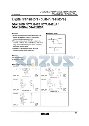 DTA124EM datasheet - Digital transistors (built-in resistors)