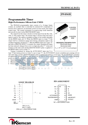 IW4541BN datasheet - Programmable Timer High-Performance Silicon-Gate CMOS