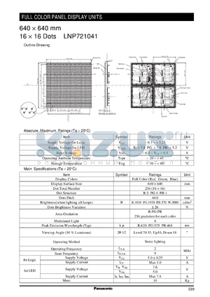 LNP721041 datasheet - FULL COLOR PANEL DISPLAY UNITS