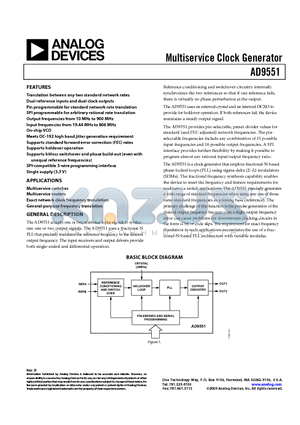 AD9551/PCBZ datasheet - Multiservice Clock Generator