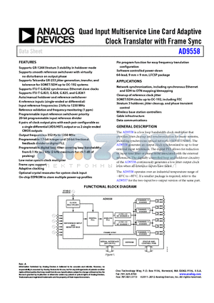 AD9558 datasheet - Quad Input Multiservice Line Card Adaptive