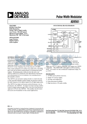 AD9561 datasheet - Pulse Width Modulator