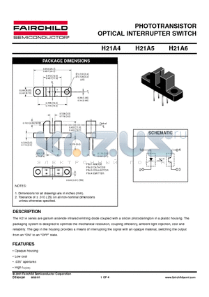 H21A5 datasheet - PHOTOTRANSISTOR OPTICAL INTERRUPTER SWITCH