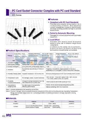 IC1BB-68RD-1.27SH datasheet - PC Card Socket Connector Complies with PC card Standard
