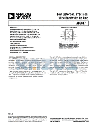 AD9617JR datasheet - Low Distortion, Precision, Wide Bandwidth Op Amp