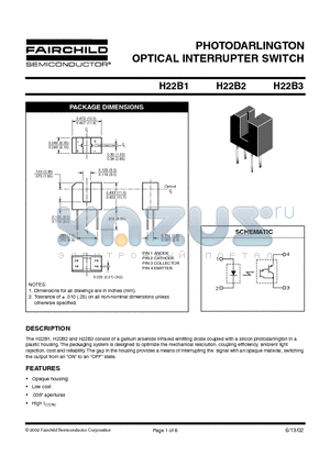 H22B1 datasheet - PHOTODARLINGTON OPTICAL INTERRUPTER SWITCH