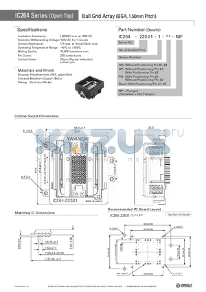 IC264-22501-1-NN datasheet - Ball Grid Array (BGA, 1.50mm Pitch)