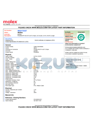 92317-2227 datasheet - Picoflex^ PF-50 IDT-to-IDT Z-Style, 22 Circuits