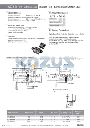 IC275-04833 datasheet - Through Hole - Spring Probe Contact Style