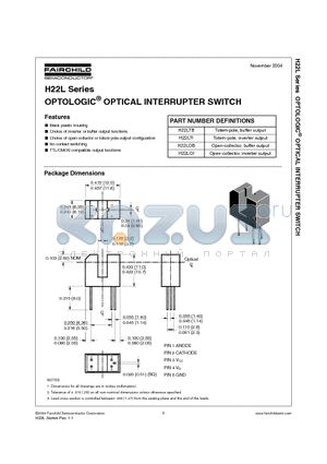 H22L datasheet - OPTOLOGIC OPTICAL INTERRUPTER SWITCH