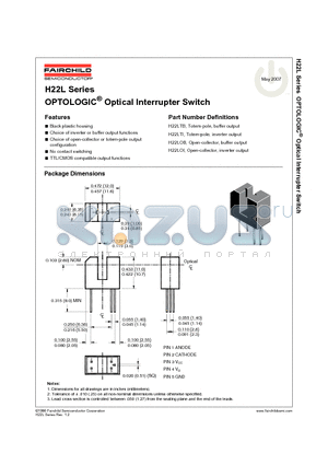 H22L datasheet - OPTOLOGIC OPTICAL INTERRUPTER SWITCH