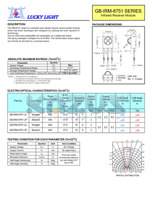 GB-IRM-8751-2L datasheet - Infrared Receiver Module