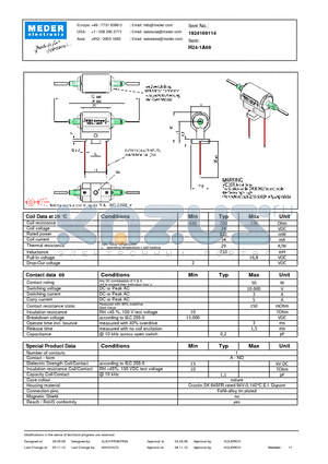 H24-1A69 datasheet - H Reed Relay