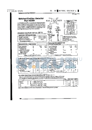 H23B1 datasheet - MATCHED EMITTER DETECTOR PAIR