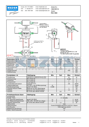 H24-1A69_DE datasheet - (deutsch) H Reed Relay