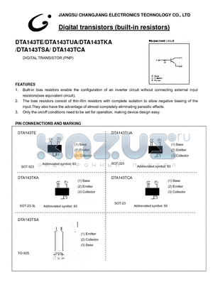 DTA143TCA datasheet - Digital transistors (built-in resistors)