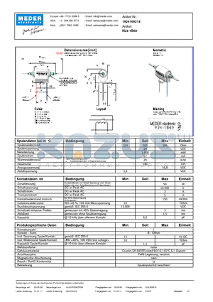 H24-1B69_DE datasheet - (deutsch) H Reed Relay