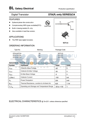 DTA143TCA datasheet - Digital Transistor