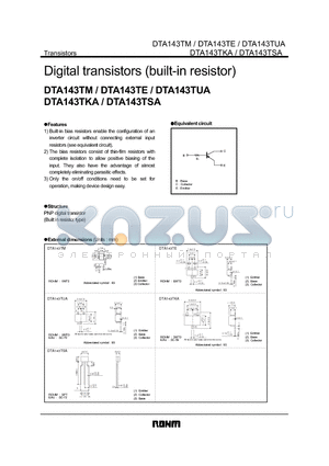 DTA143TE datasheet - Digital transistors (built in resistor)