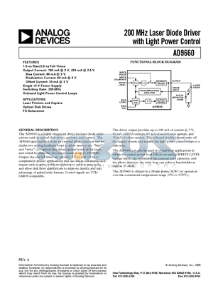 AD96606 datasheet - 200 MHz Laser Diode Driver with Light Power Control