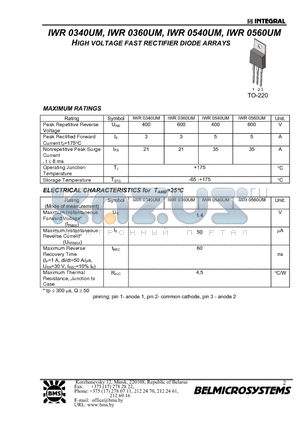 IWR0540UM datasheet - HIGH VOLTAGE FAST RECTIFIER DIODE ARRAYS