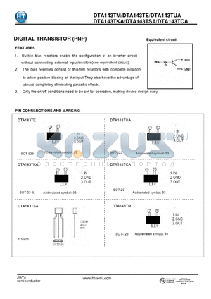 DTA143TCA datasheet - DIGITAL TRANSISTOR (PNP)