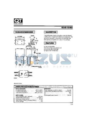 H24B2 datasheet - THE H24B SERIES CONSISTS OF A GALLIUM ARSENIDE INFRARED EMITTING DIODE COUPLED WITH A SILICON PHOTOTRANSISTOR