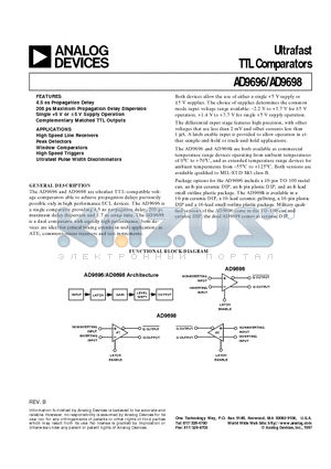 AD9696TZ/883B datasheet - Ultrafast TTL Comparators