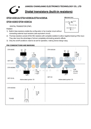 DTA143XE datasheet - Digital transistors (built-in resistors)