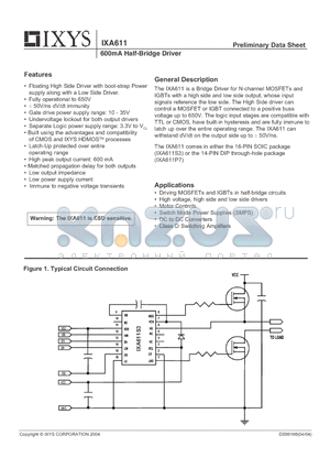 IXA611 datasheet - 600mA Half-Bridge Driver