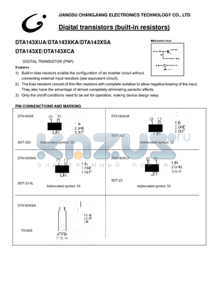 DTA143XKA datasheet - Digital transistors (built-in resistors)