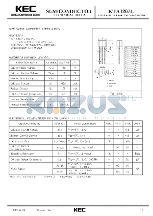 KTA1267L datasheet - EPITAXIAL PLANAR PNP TRANSISTOR (LOW NOISE AMPLIFIER)