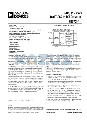 AD9709-EB datasheet - 8-Bit, 125 MSPS Dual TxDAC D/A Converter