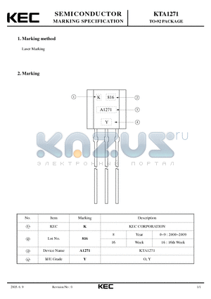 KTA1271 datasheet - TO-92 PACKAGE