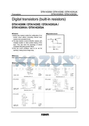 DTA143XUA datasheet - Digital transistors (built-in resistors)