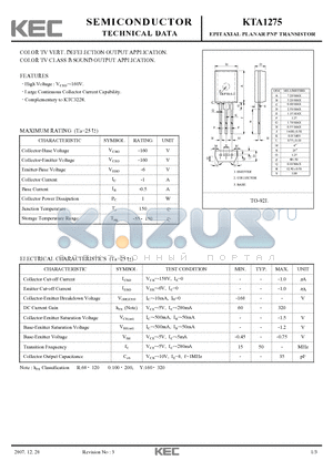 KTA1275_07 datasheet - EPITAXIAL PLANAR PNP TRANSISTOR