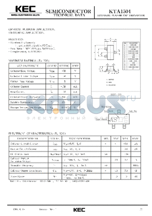 KTA1504 datasheet - EPITAXIAL PLANAR PNP TRANSISTOR (GENERAL PURPOSE, SWITCHING)