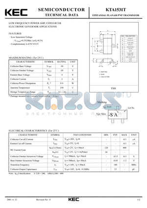 KTA1531T datasheet - EPITAXIAL PLANAR PNP TRANSISTOR